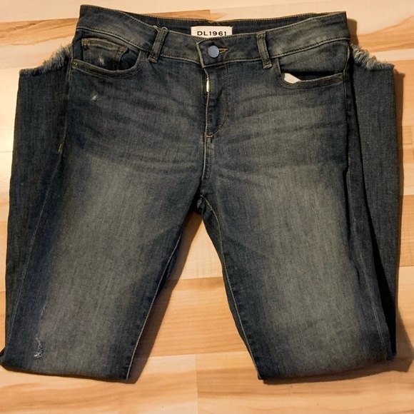 DL1961 Florence Mid Rise Instasculpt Skinny Frayed Hem Jeans - Picture 4 of 13